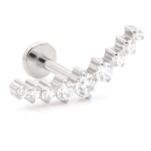 Titanium Threadless Jewelled Prong Crescent