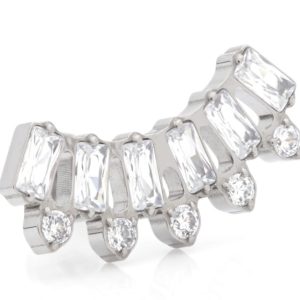 Titanium Threadless Labret with Jewelled Baguette cluster attachment. 