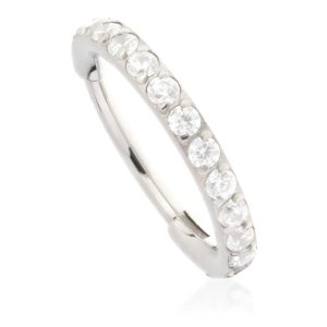 Titanium full pave gems hinge ring